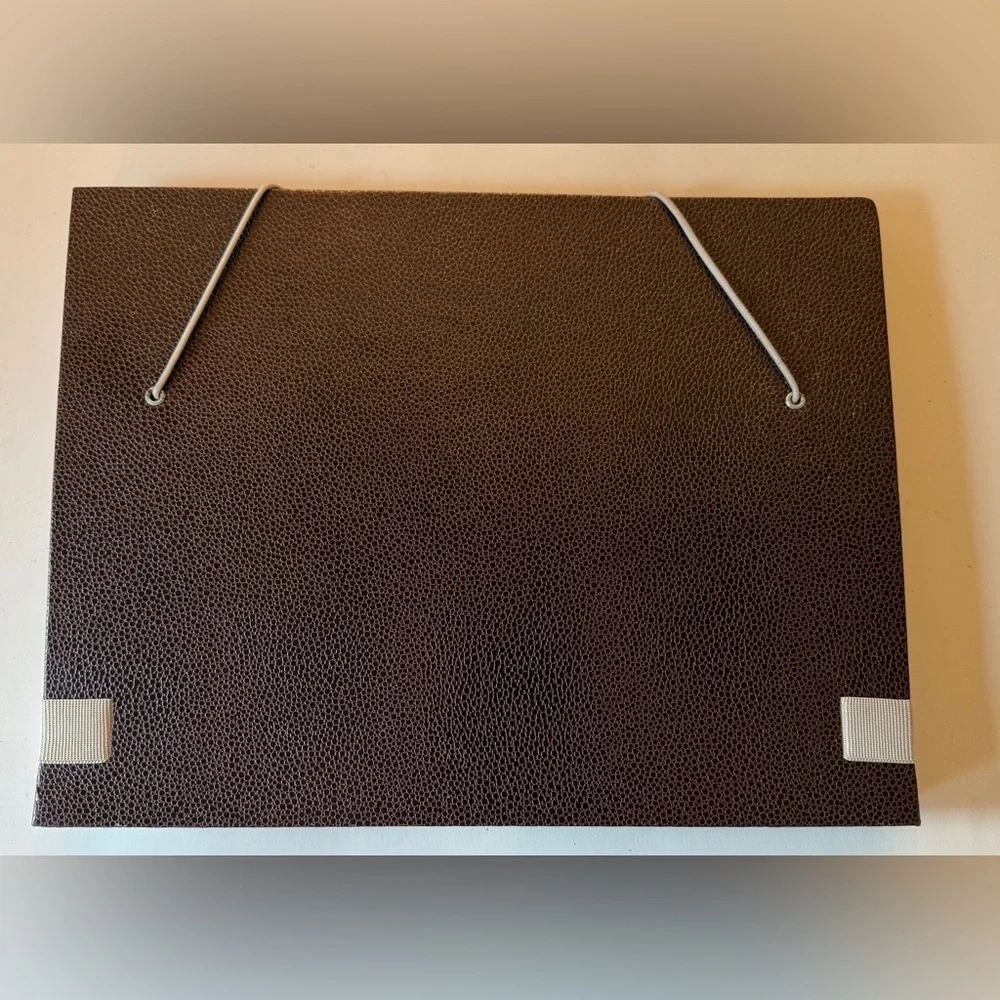 Martha Stewart Brown Accordion File Portfolio, 13” x 10” x 1.5”, 10 Pockets